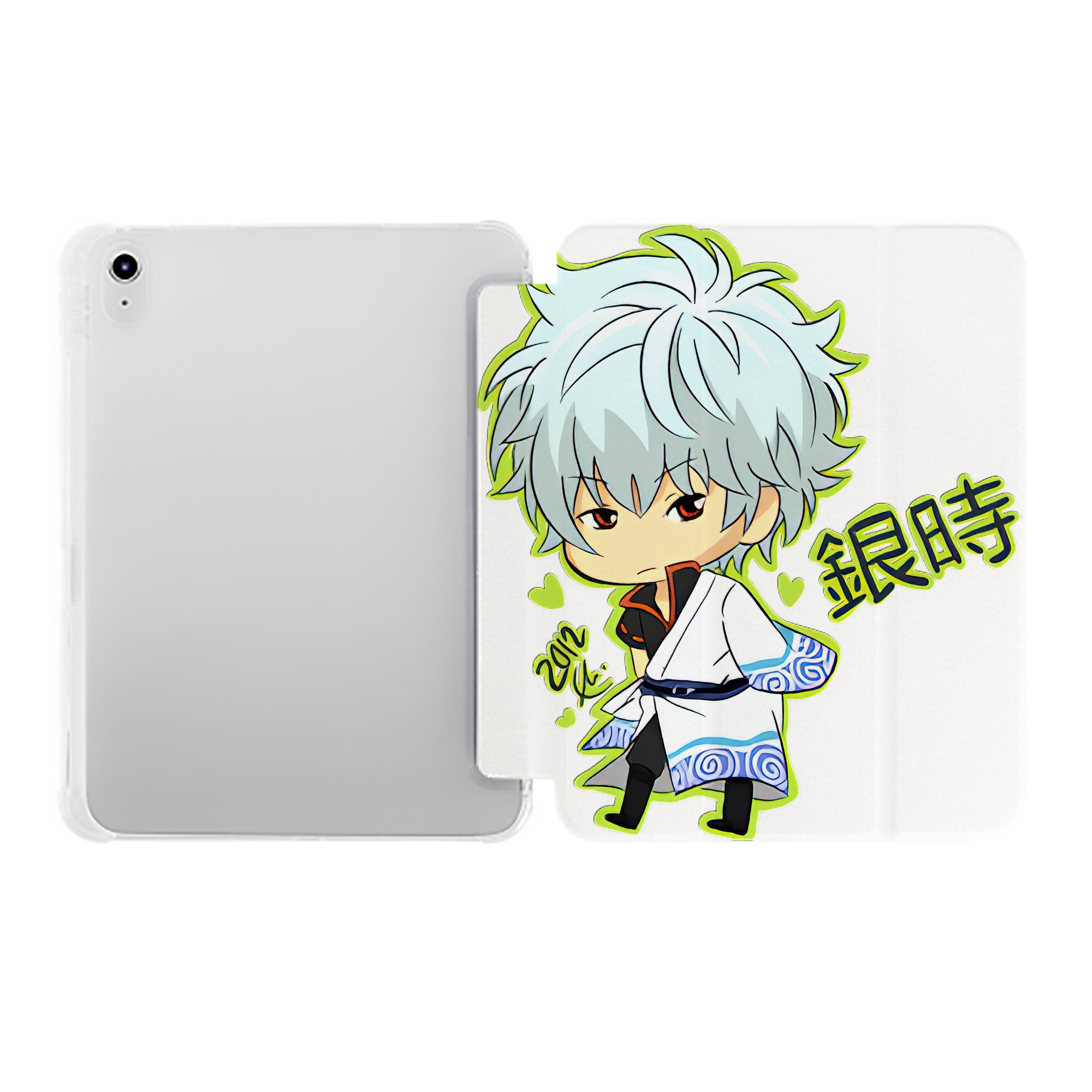 （画像用） ぎんたま 坂田銀時（さかたぎんとき） 神楽 志村新八（しむら しんぱち） GINTAMA Sakata Gintoki Kagura Shimura Shinpachi IPad ケース ペン収納付き 三つ折りスタンド PUレザー×シリコン 対応機種9.5/10.5/10.9インチ